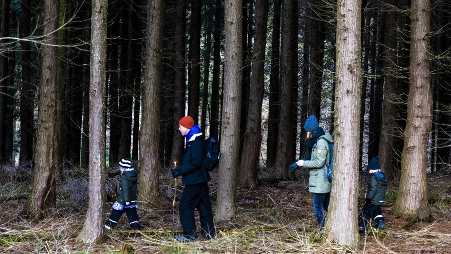 Familie på skovtur