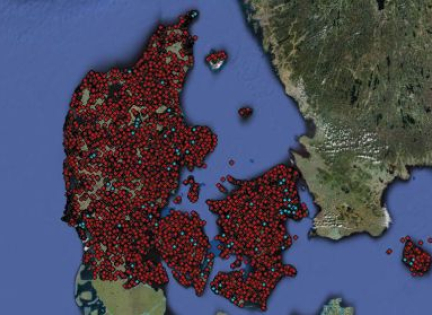 Kort over geocacher i danmark anno 2012